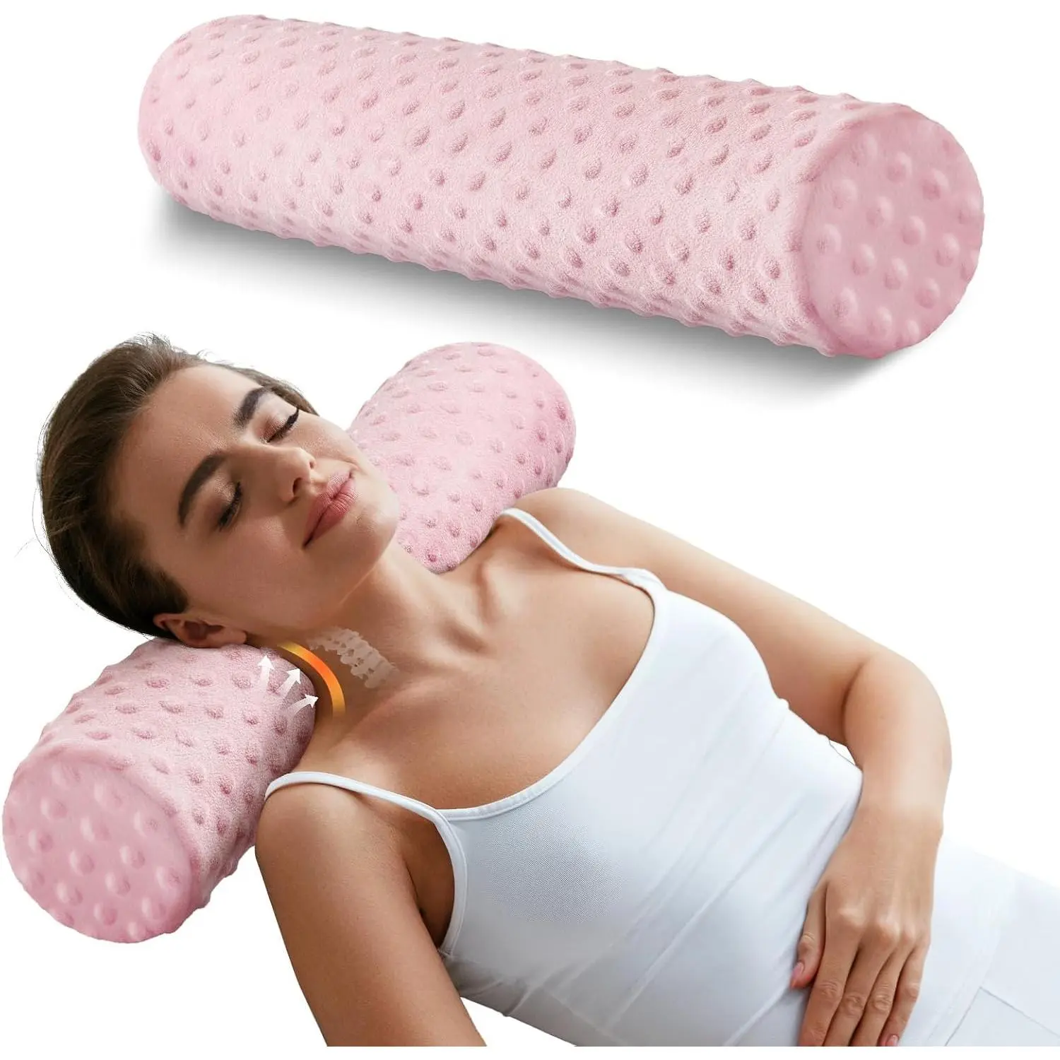 Memory  4" Round Pillow,   Pillow for , Cylinder Pillows 18"x 4", Removable Cover,  Roll Pillow for Sleeping,  Dots,