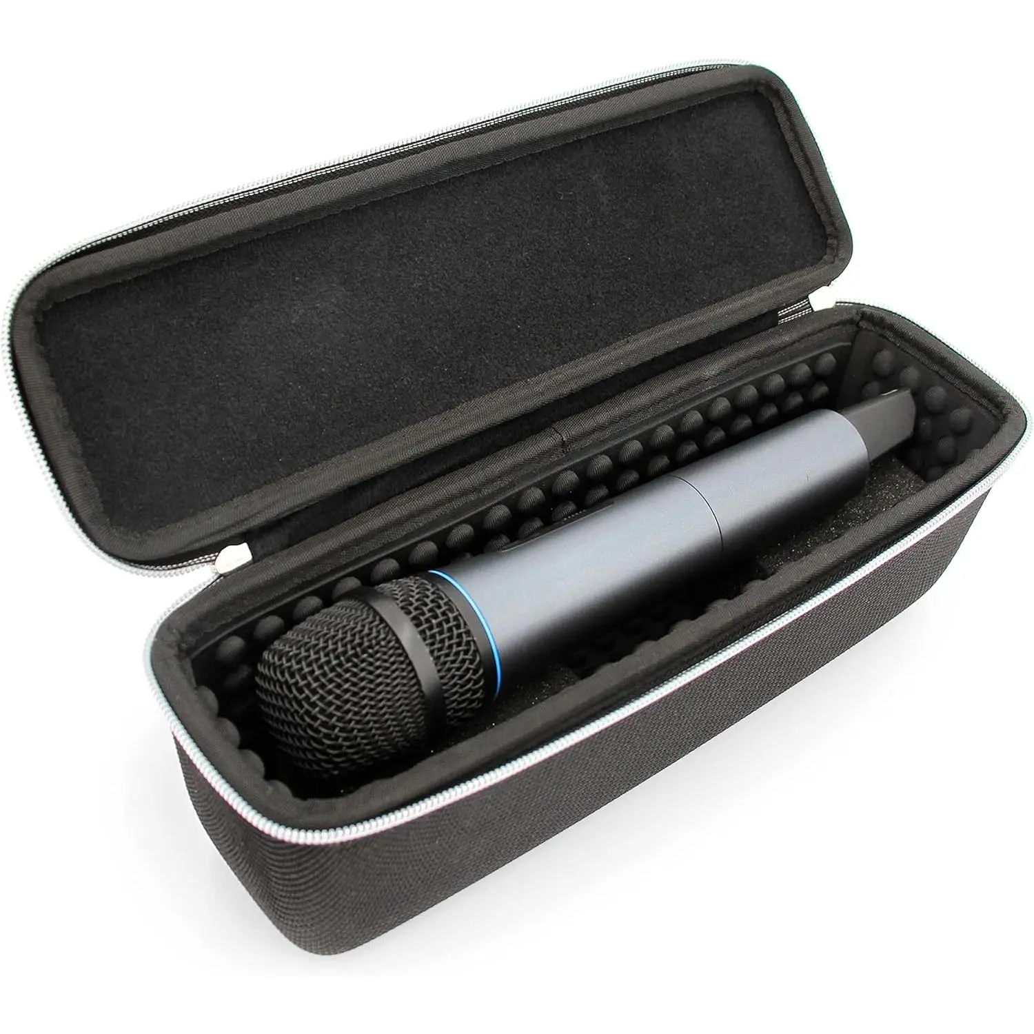 Wireless Microphone Case Compatible with Two Wireless Mic System Microphones Up To 10.75" by Sennheiser, Shure and More - Sleek Mic Case For Travel with Zipper for Singing or Karaoke