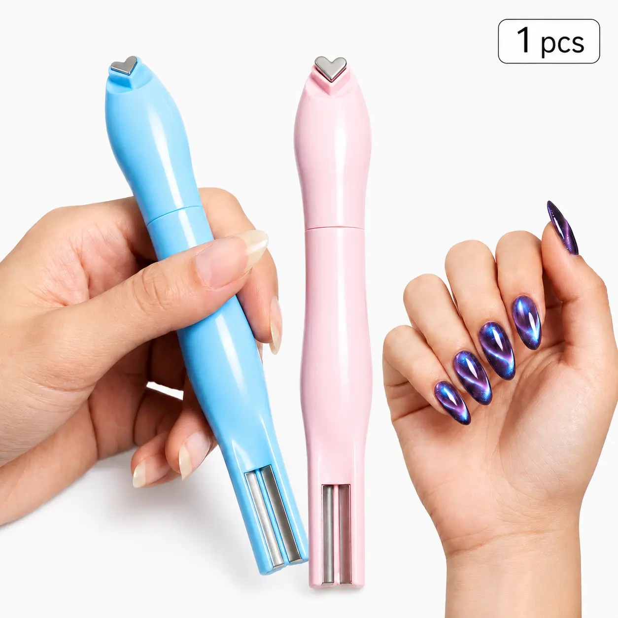 3-In-1 Multi-Shape Cat Eye Nail Magnet Tool Set - Heart & Line Pattern Sticks, Multipurpose Art Accessory for Manicure, Nail Polish Use, Ideal for Moms to Encourage Personalization