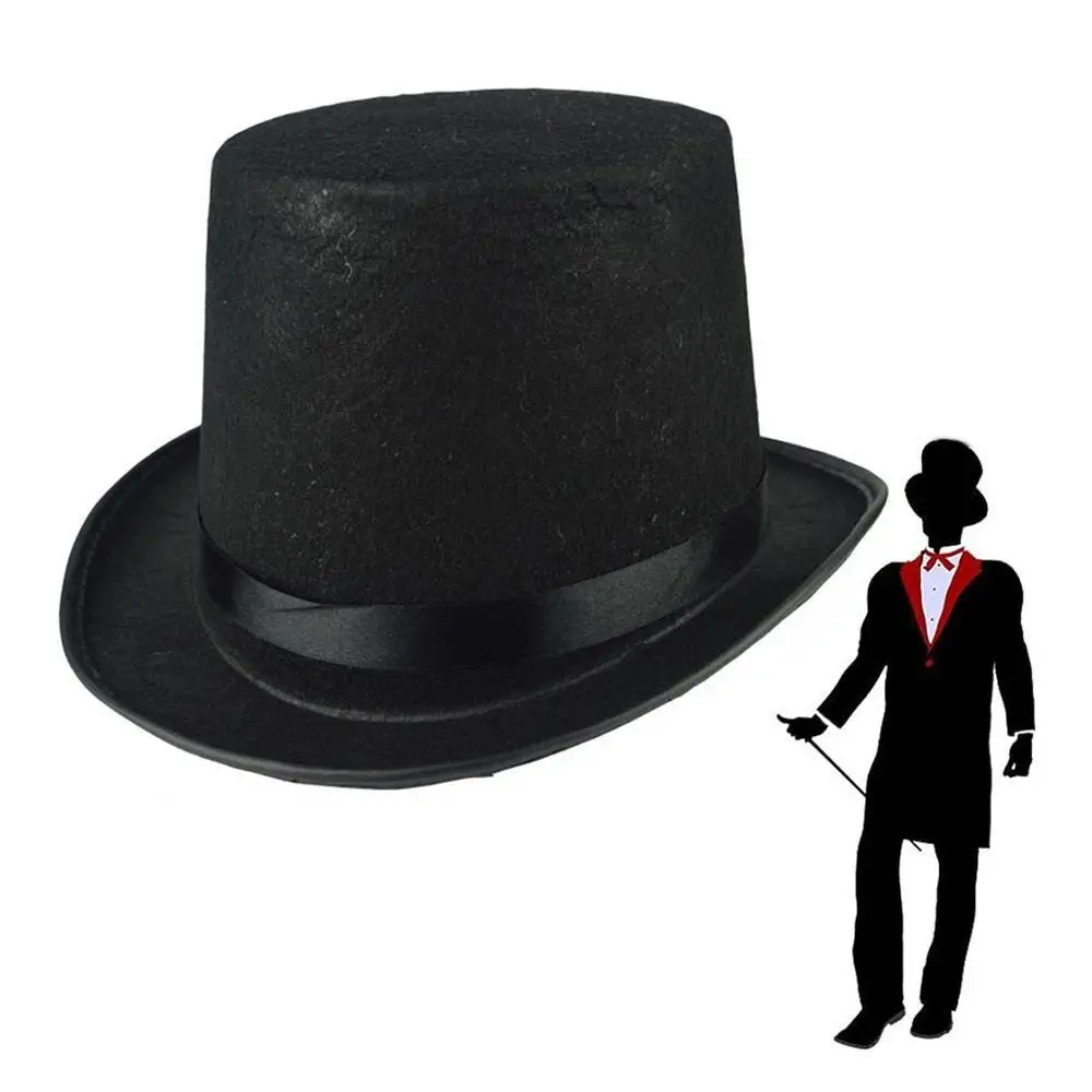 Black Top Hat  Kids Adult Magician Hat Deluxe Collapsible Costume Accessory Magician Hat Dark Elegant Jazz Cap Party