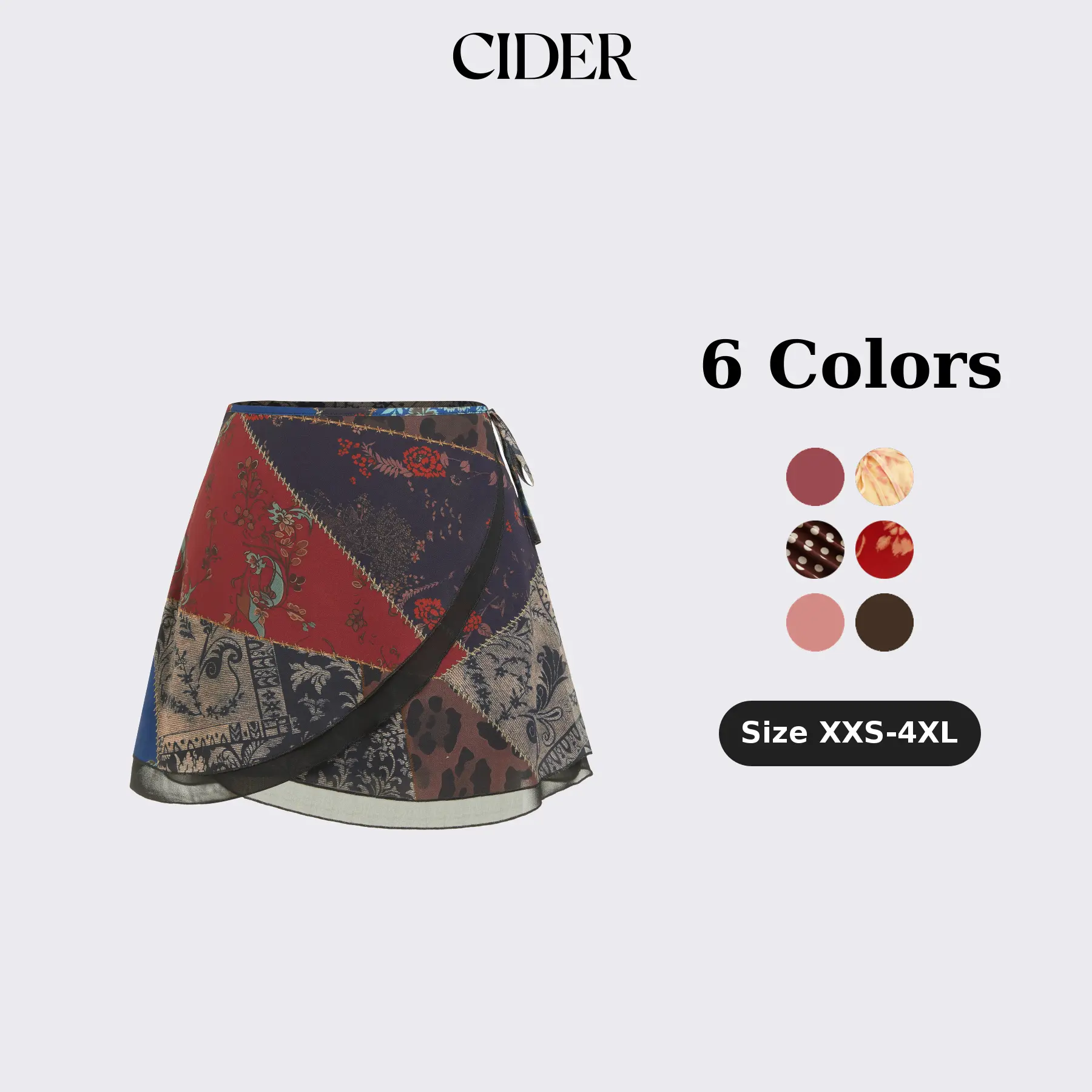 Cider Chiffon Low Rise Aztec Asymmetrical Knotted A-line Mini Skirt