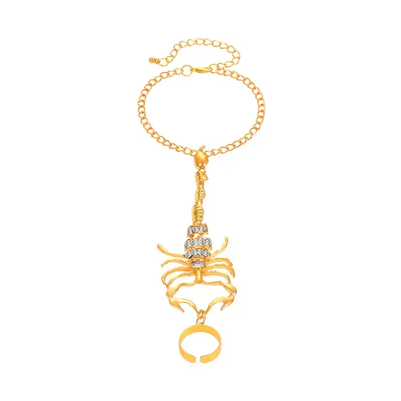 Hand Chain Bracelets | Viral Y2K Edgy Scorpion Full Finger Bracelet for Women, 3D Stereo Zircon Pave Linked Hand Jewelry, Adjustable Strap Anti-tarnish Alloy, Ideal for Streetwear, Club Nights, Concert Events & Daily Hot Girl Trendy Outfits