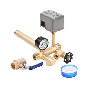 VEVOR 1x 11 Well Pressure Tank Tee Kit, with 40/60PSI Switch, 7 - Pieces Pure Brass Pressure Tank Installation Kit for Water Well, Fit Most Tanks with Diameters up to 16 Inches