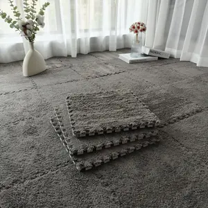 Light luxury solid color spliced floor mat for living room, full coverage, washable, non-slip, dirt-resistant home floor mat
