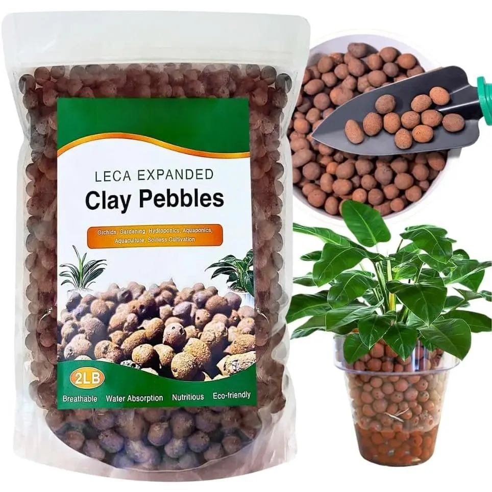 2LB LECA Clay  for ,  Expanded Clay  4mm-16mm Hydroponics Supplies Aquaponics Orchid for Indoor Outdoor Garden