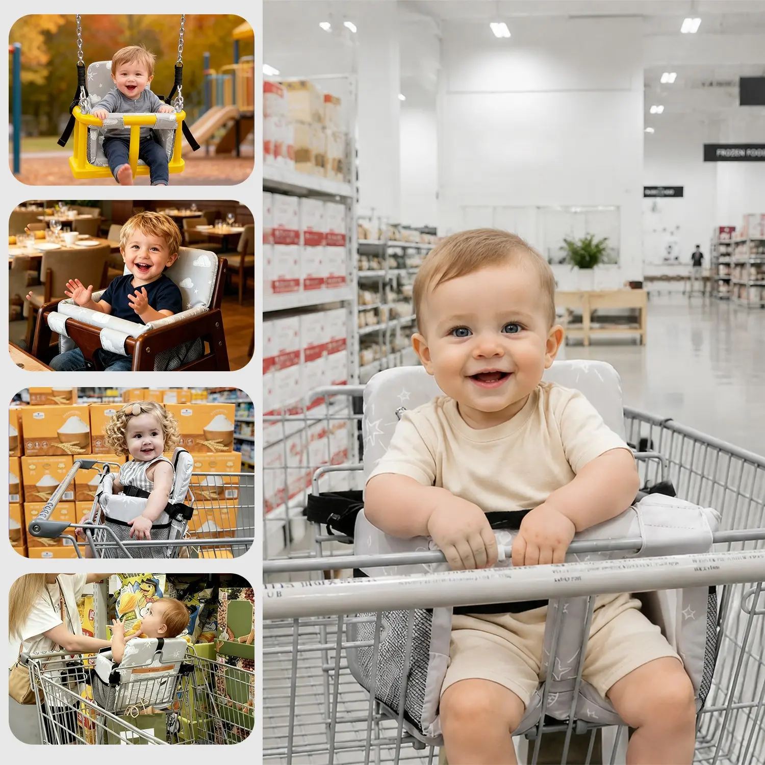 1pc Shopping Cart Seat Cover for Baby, High Chair & Grocery Seat Protector, Padded Chair Covers for Restaurant Seats, Unisex Machine Washable Grocery Cart Liner & Swing Insert, Protection