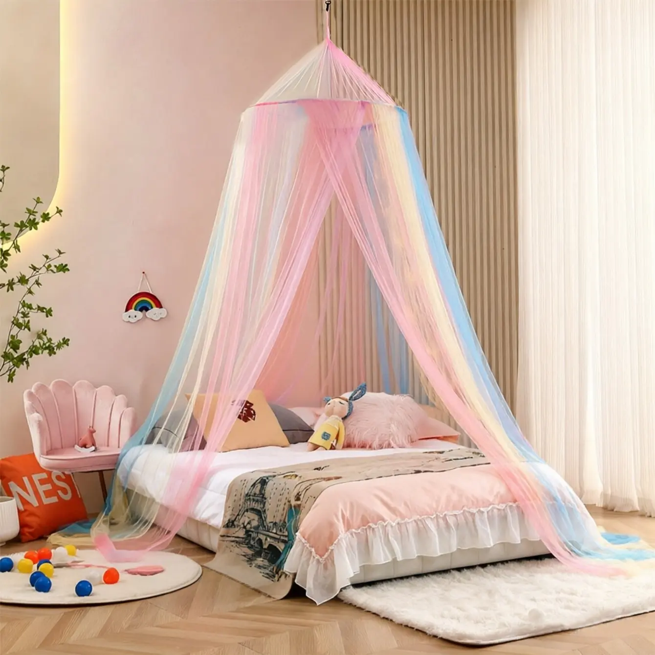 Soft Bed Net with Hanging Hook, Foldable Mosquito Net with Canopy, Room Decoration Mesh Net for All Ages