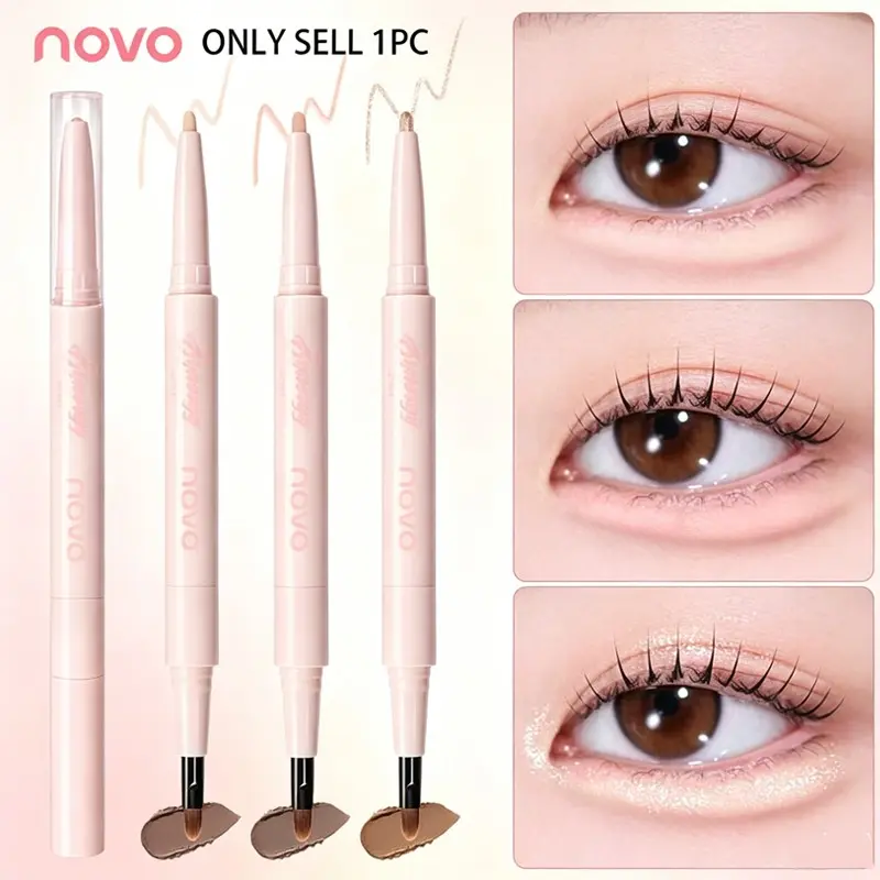 NOVO Dual End Under Eye Brightener Pencil 2 In 1 Matte Shadow & Shimmer Highlighter Waterproof Smudge Proof Eye Makeup For Beginners Shimmering Eye Highlighter