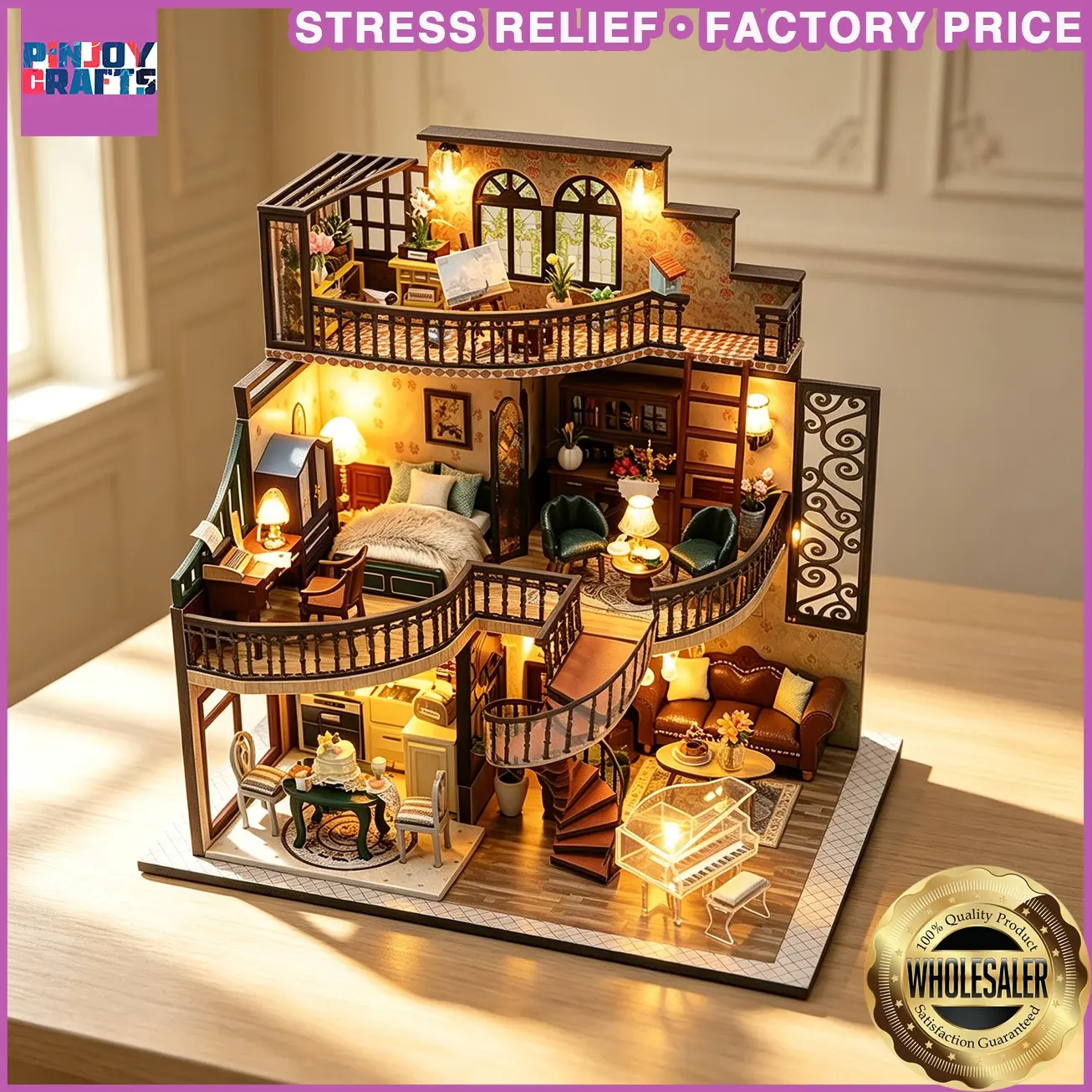 Creative Home Decor DIY Wooden House Kit, Handmade 3D Miniature Model Toy, Miniature Houses, Perfect Gift for All Ages, Craft Enthusiasts and Collectors