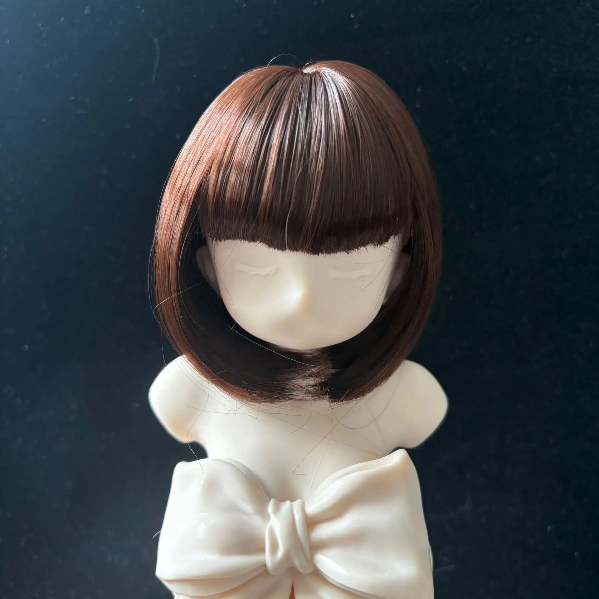 Kawaii Doll Wig Sweet Bob Hair with Bangs for 1/3 1/4 1/6 BJD Heat Resistant Synthetic Dolls Accessories Sitting Party Game Toys