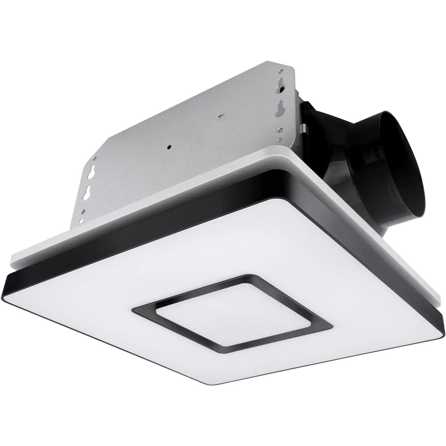 Bathroom Exhaust Fan with Light, 90 CFM, 1.5 Sones Bath Celing Fan | Light Combo, 15W Dimmable 3CCT LED Light with 5W Night Light Ventilation fan for , Square, Black