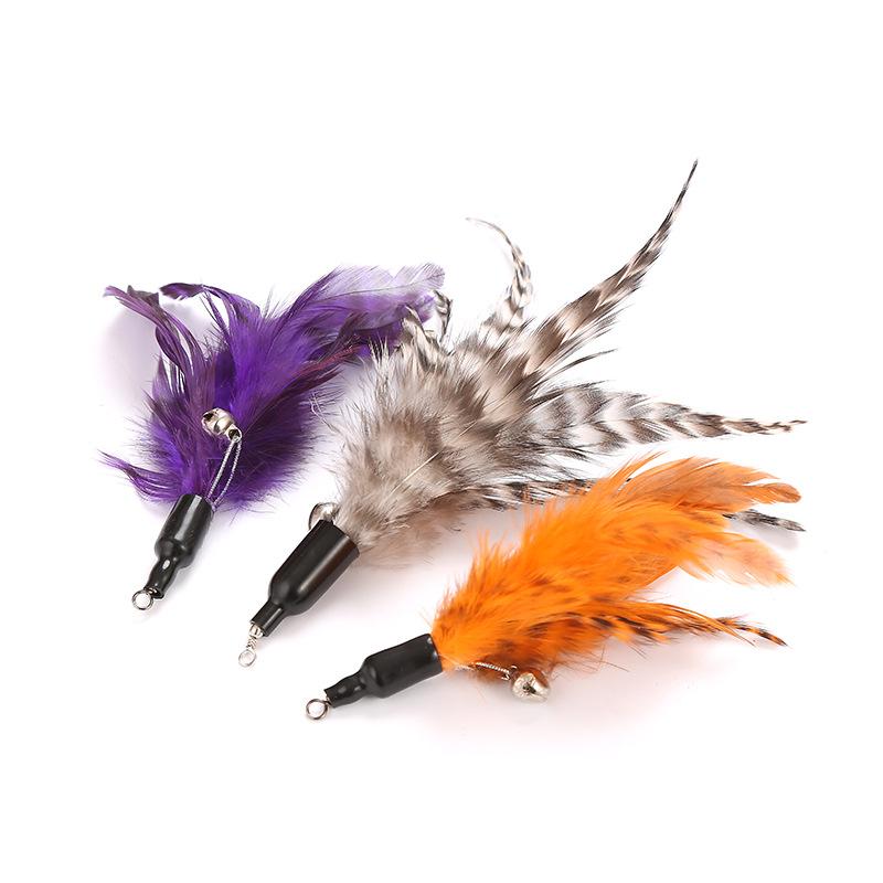 Cat Toy Stick, Cat Toy Feather Bell DIY Replacement Head Cat Toy pet pr duct sqeaker  toy