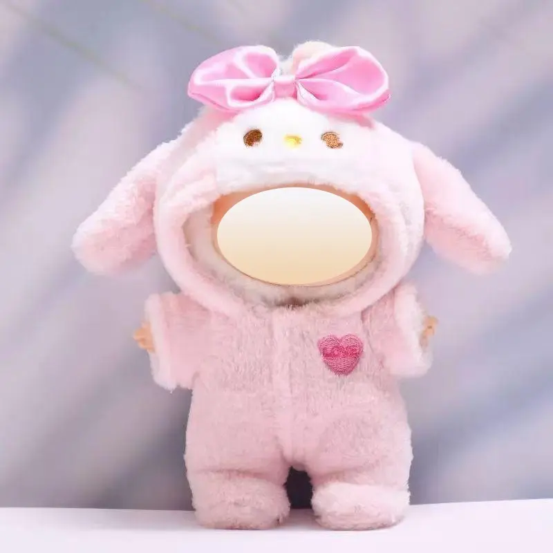 17cm Clothes Set(NO Doll), Rabbit Hat & Overalls Set for Labubu Accessories Suit,Cute Stylish Clothing Suit for Doll Dress up