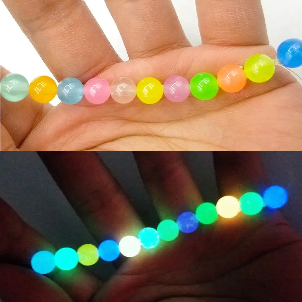 Colorful Glow In The Dark Beads With Pre-Drilled Holes, Fluorescent Luminous Round Beads for DIY Handmade Bracelet Necklace Keychain Jewelry Making, Ideal Birthday Gift Craft Supplies, Beads for Bracelets