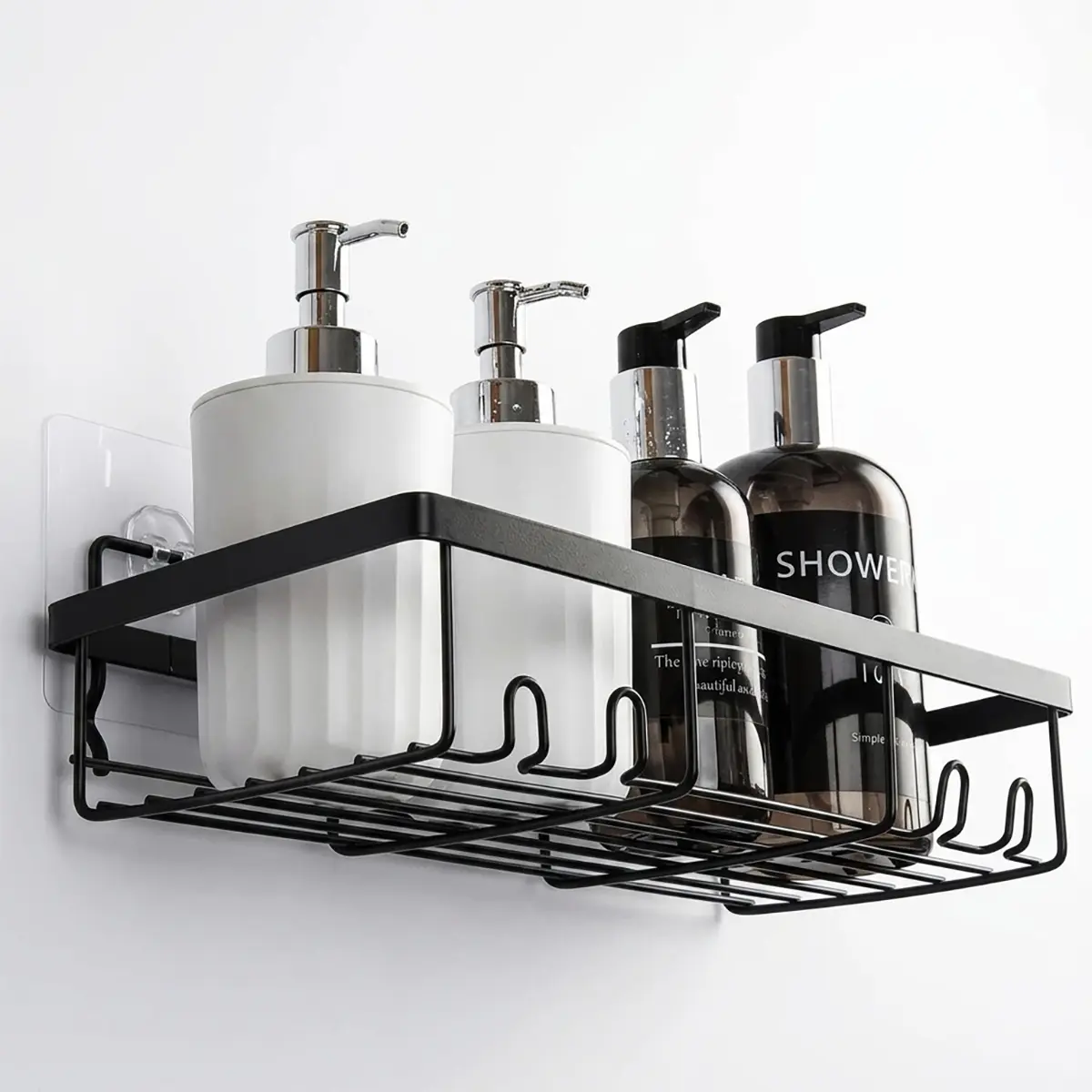 FEELSO Stainless Steel Wall-Mount Bathroom Shower Caddy Shelf - No-Drill Installation Restroom Bathroom Accessory, Durable Rustproof Waterproof Organizer for Dorm Toilet Toiletries, Shampoo, Soap