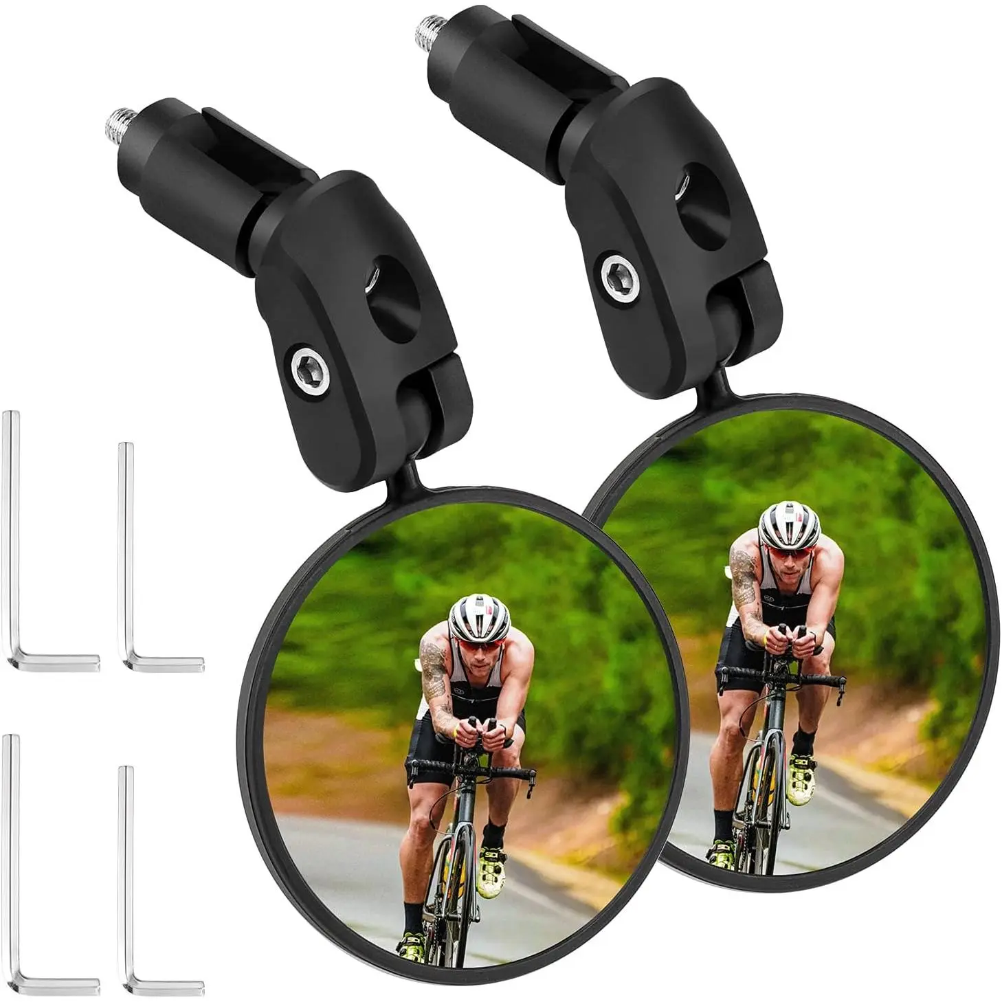 2 count  Mirror, Bar End  Riding Rearview Mirrors for Handlebars, Adjustable 360  Rotatable Convex Mirror for Mountain Road Bikes
