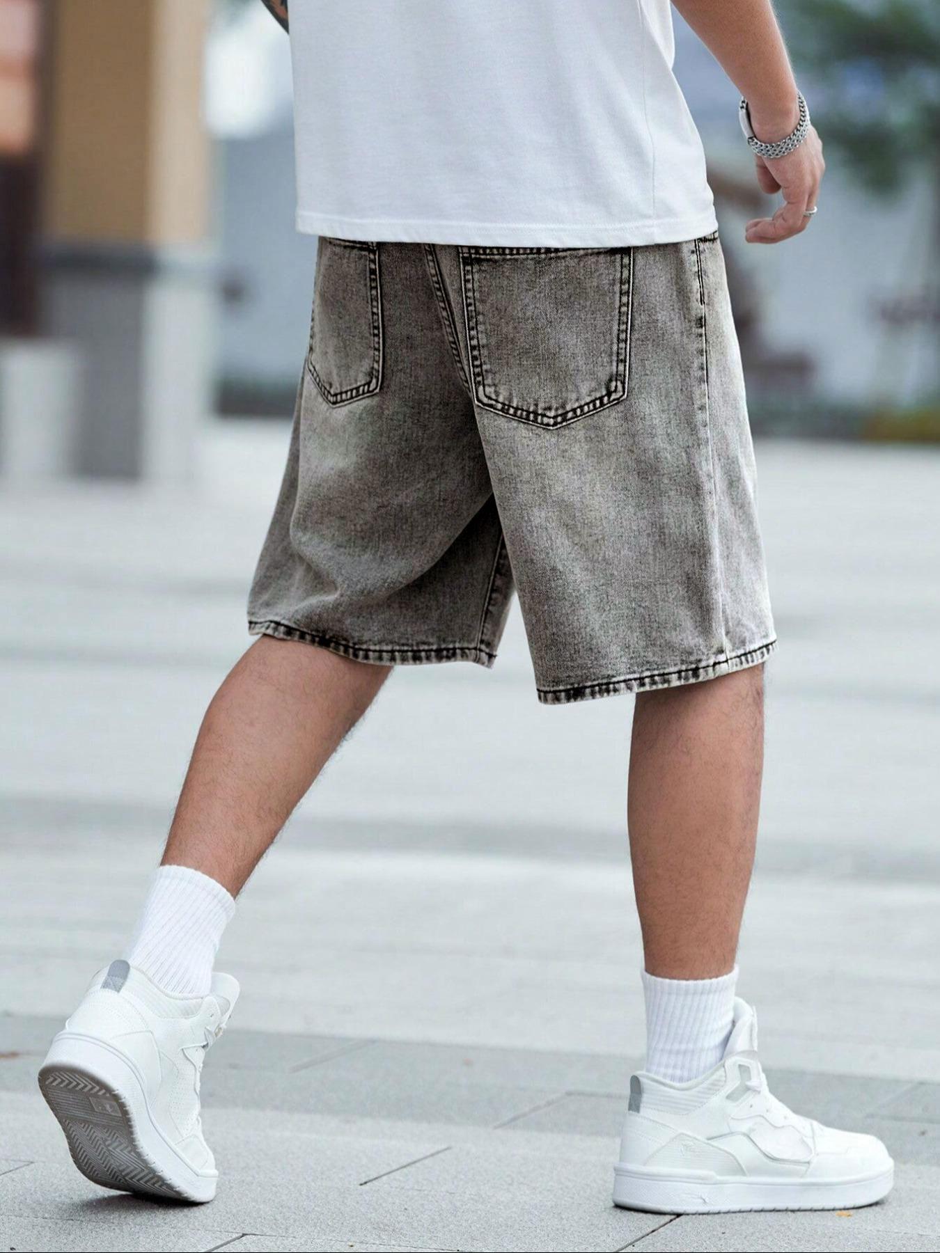 Men's Solid Color Denim Shorts, Loose Casual Fashion Comfy Shorts for Summer, Men's Bottoms for Daily Wear