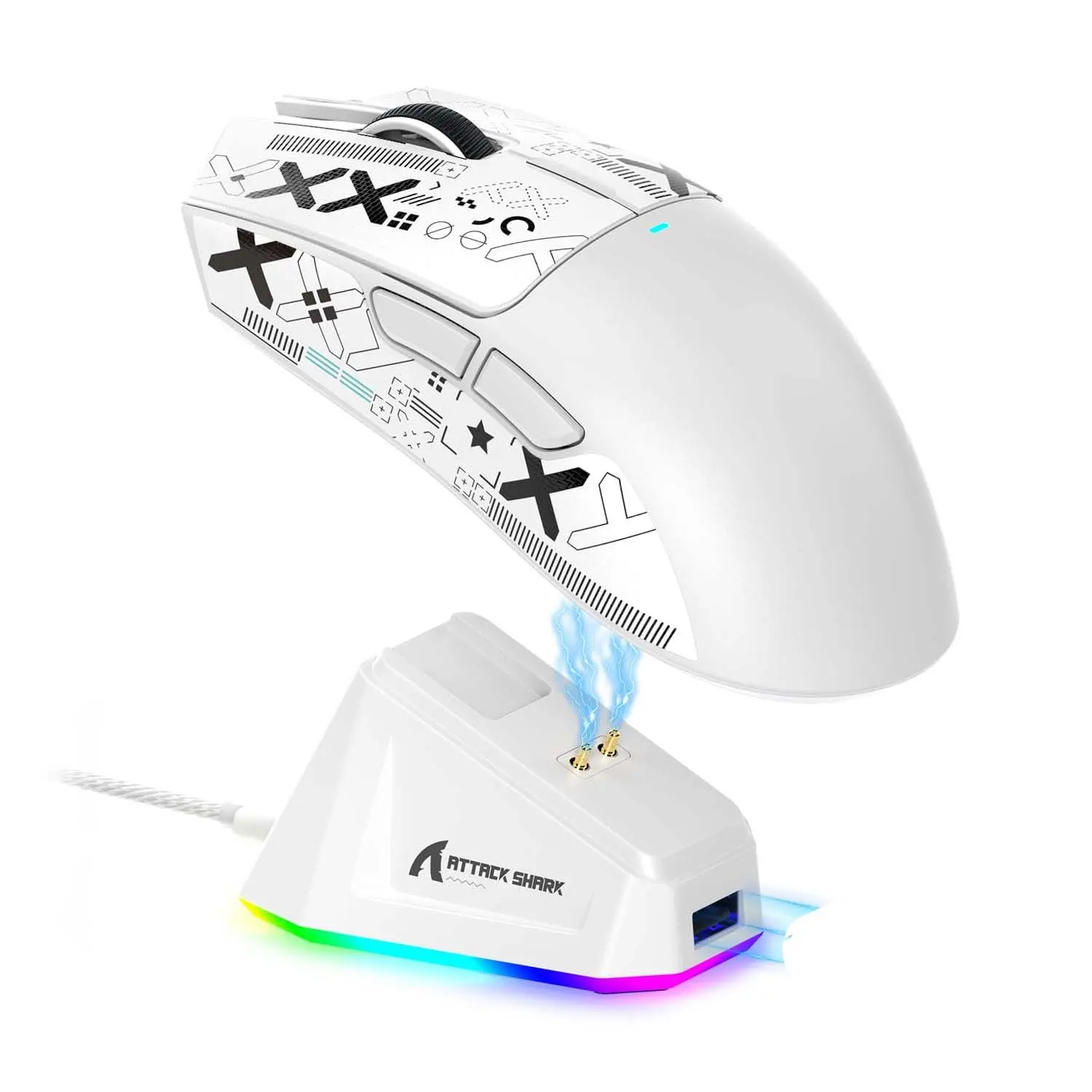 ATTACK SHARK X11 Gaming Mouse with Magnetic Charger Base, 22000 DPI Wireless/Wired Gaming Mouse with Mouse Grip Tape, Gamer Mice for Win11/Xbox/PS Gaming Peripherals Gaming PC Accessories
