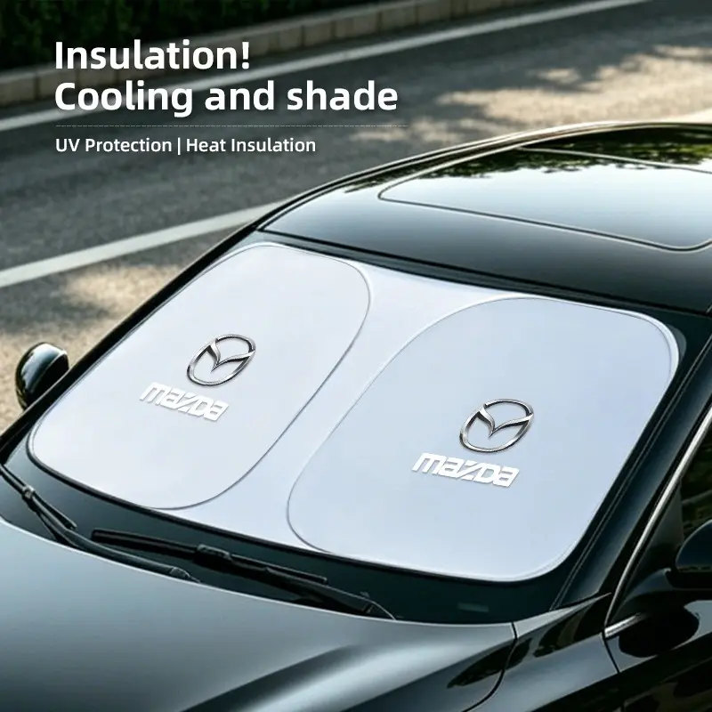 Car Windshield Sun Shade Cover Foldable Front Window Sun Visor Blocks UV Refletive Car Parasol Sunshade Sunshade for Car Outside For Mazda 2 6 CX-5 CX-80 CX-70 CX-90 MX-30 CX-60 CX-50 CX-30 BT-50 e-TPV CX-3 CX-8 ATENZA CX-9 CX-7 MX-5 Mazda 5 3 RX-8
