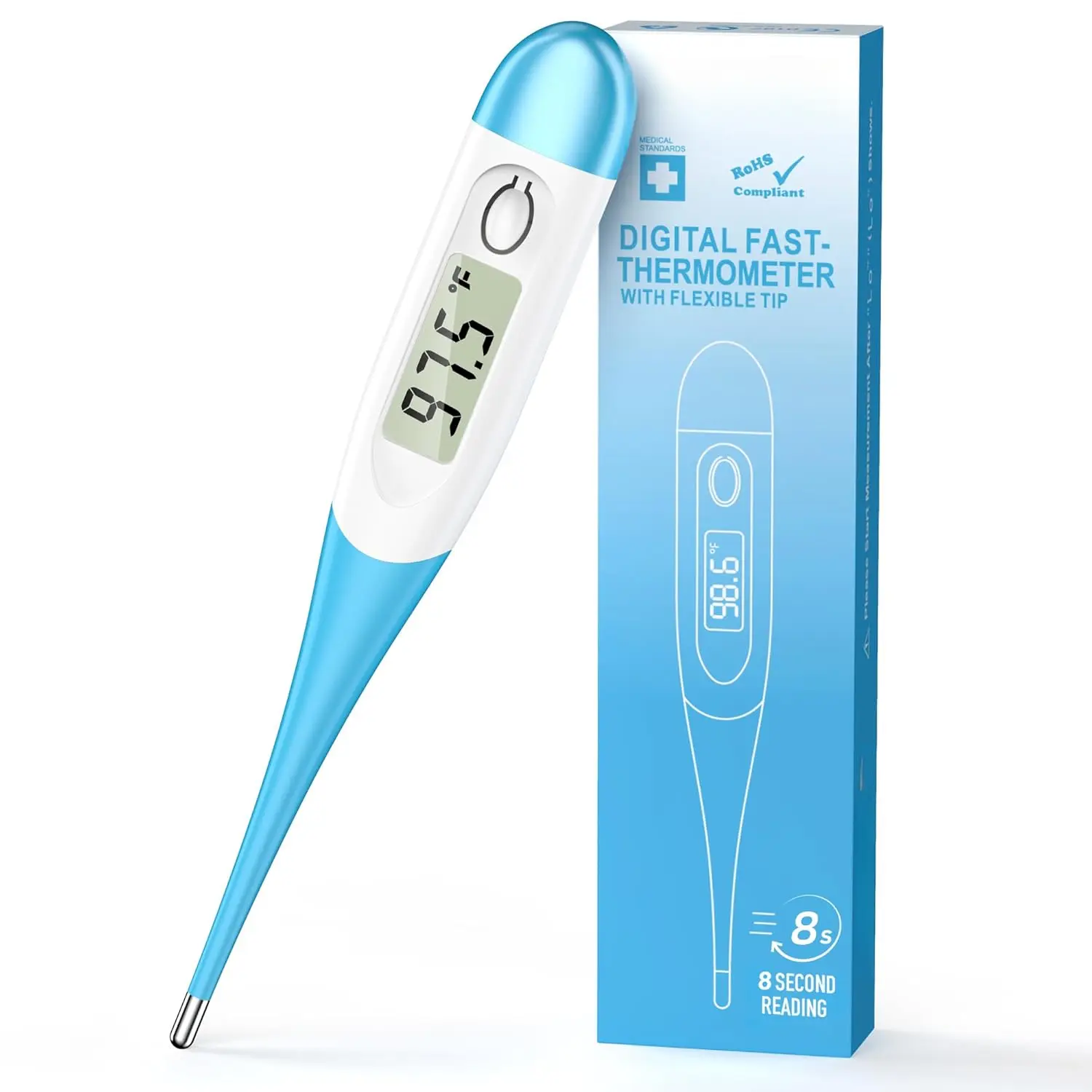 Digital Human Use Thermometer - 8-Second Quick Reading, Accurate Temp, Large LCD Display, Fever Alert, Safe & Reliable for Oral, Rectal, Armpit Measurements (Pet Supplies-Fish & Aquatic Supplies Temperature Control Compatible)