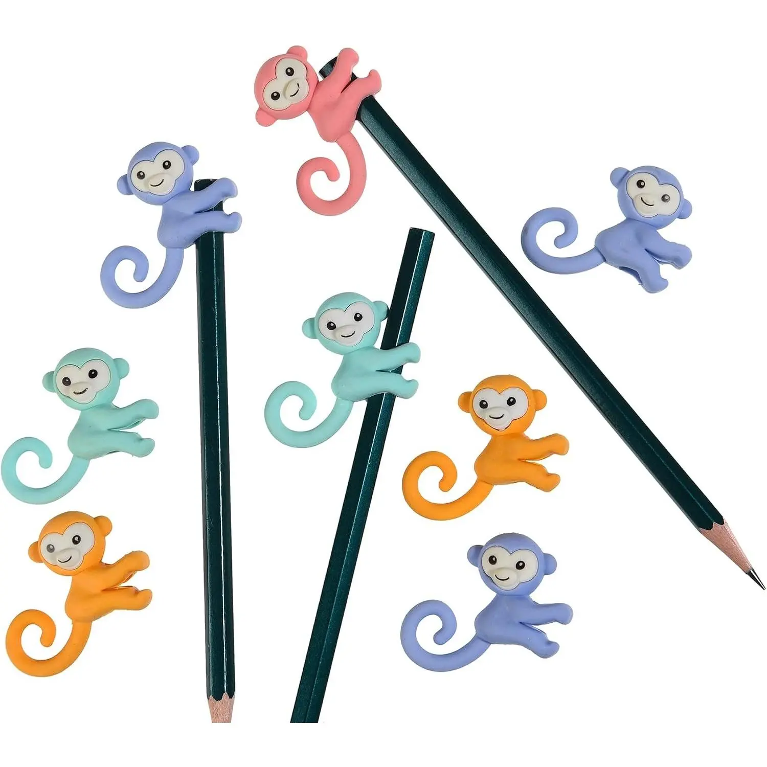 32 Pcs Pencil Eraser Toppers for Kids, 3D Cute Monkey Pencil Top Erasers Cap Erasers