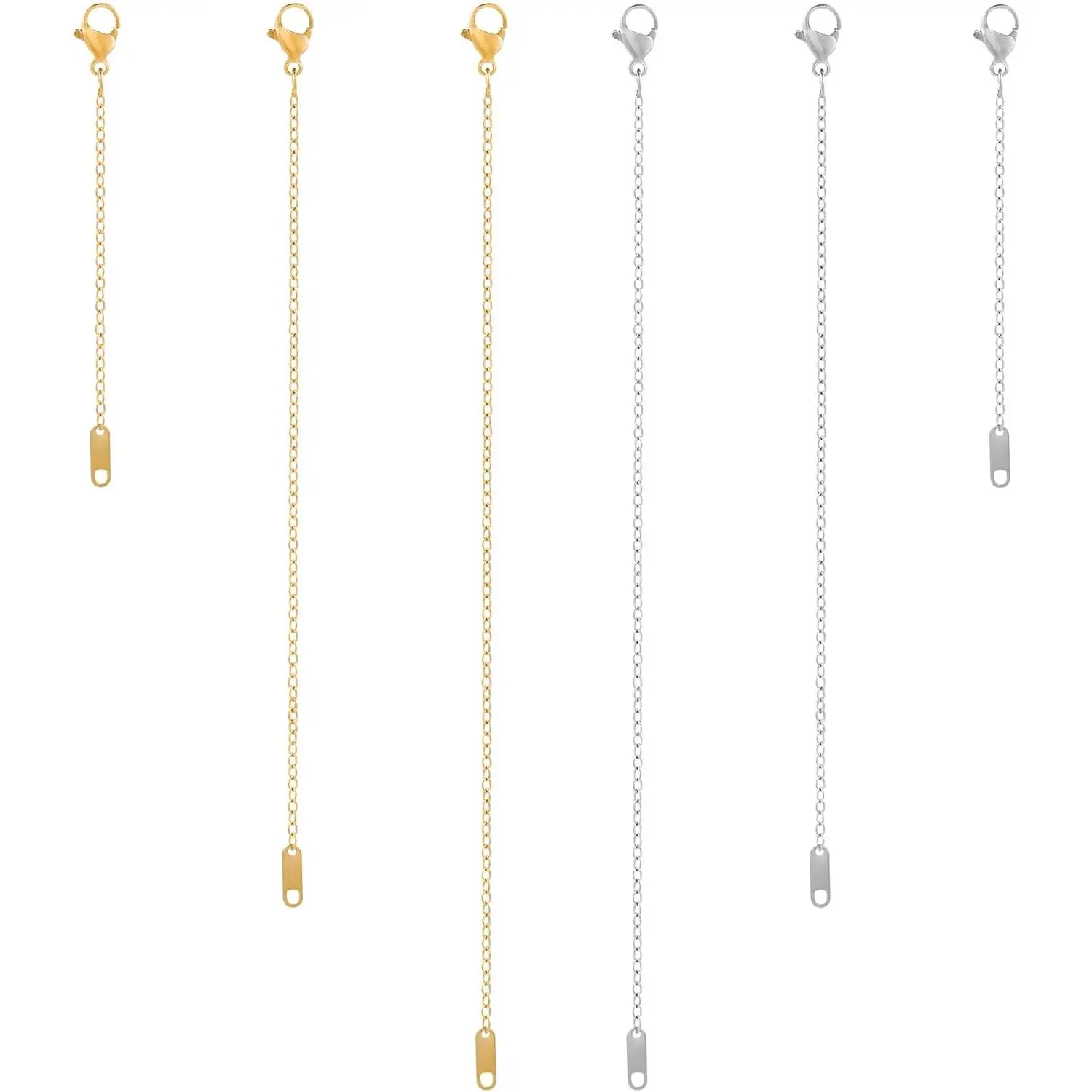 6 count  and  Plated Necklace Extenders for Necklaces, 2", 4", 6" Delicate Necklace Extender Chain Set for Women  Making