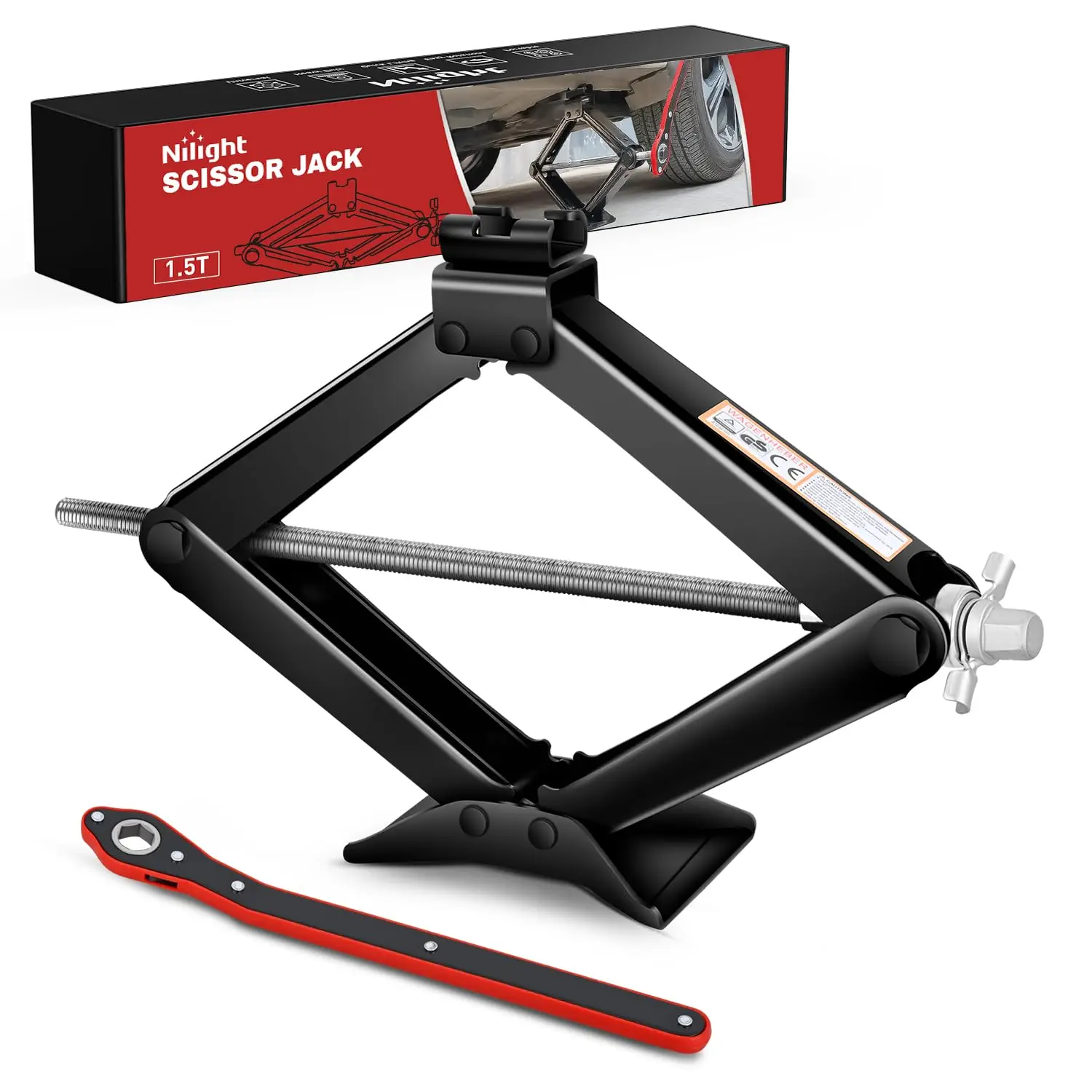 Niligft Scissor Jack for Car 1.5 Ton(3307 lbs), Heavy Duty Steel Scissor Lift Jack Car Kit with Ratchet Wrench for Sedan SUV MPV Tire Changing, 3.9 Inch-13.6 Inch Lifting Range Portable Small Jack Black fathersdaygift
