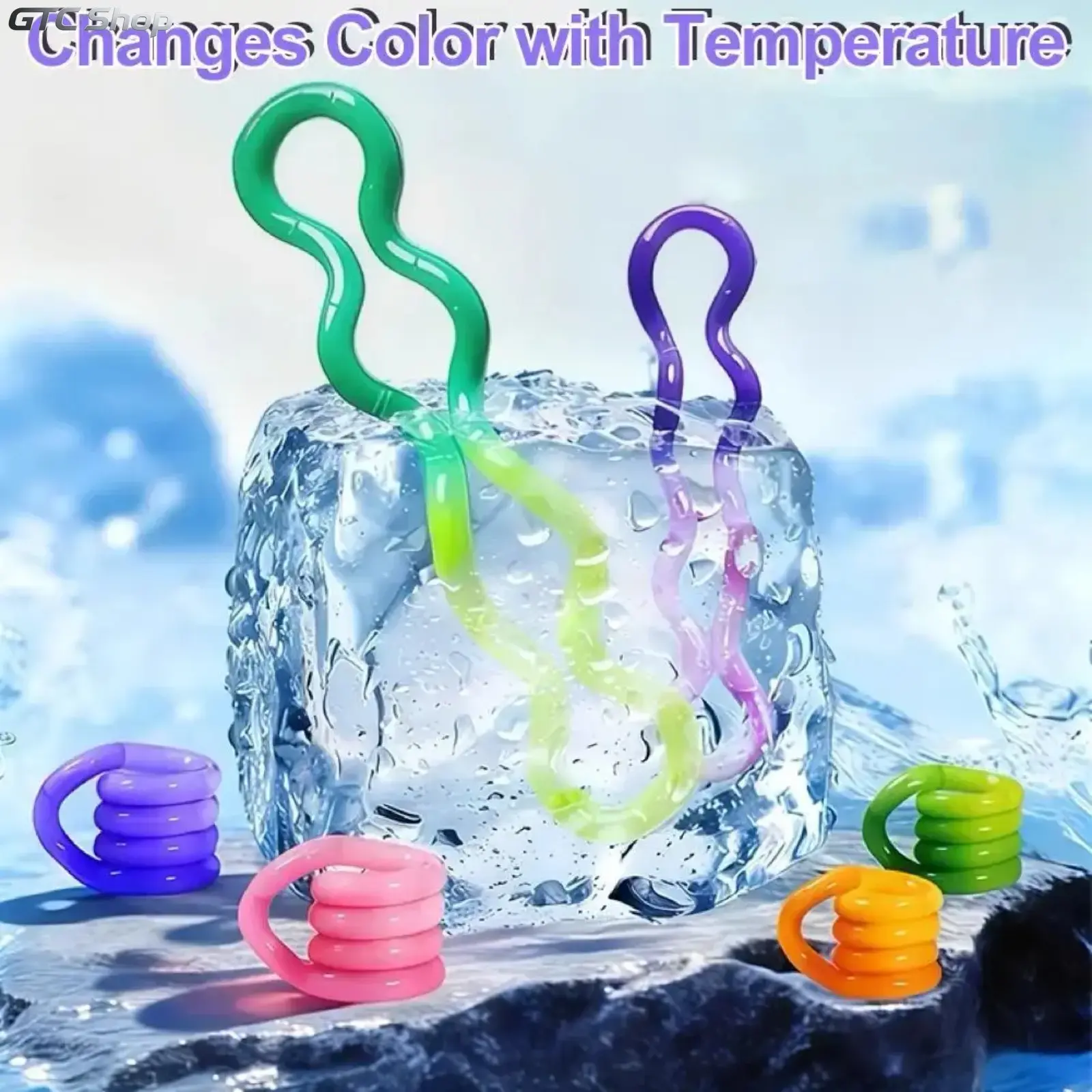 Temperature-Sensitive Color-Changing Twisty Fidget Toy - 1/4 Pack Unisex Compact Handheld Stress Reliever, Tactile Sensory Spinner for Office, Travel (Sports & Outdoor Camping Accessory)
