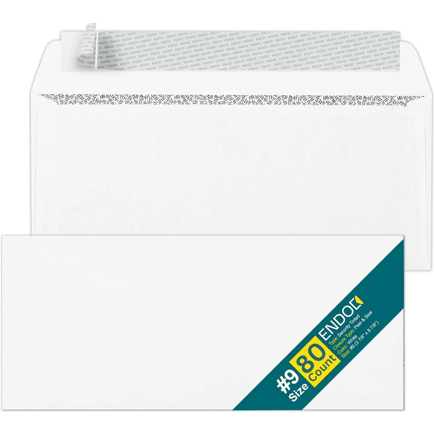 # 9 Envelopes Self Seal - 80 Pack - Security Tinted 3 7/8" x 8 7/8" Business Envelopes Peel & Seal - Mailing Envelopes Letter Size - Legal Envelopes for Invoices, Statements - 24lb Plain Envelopes