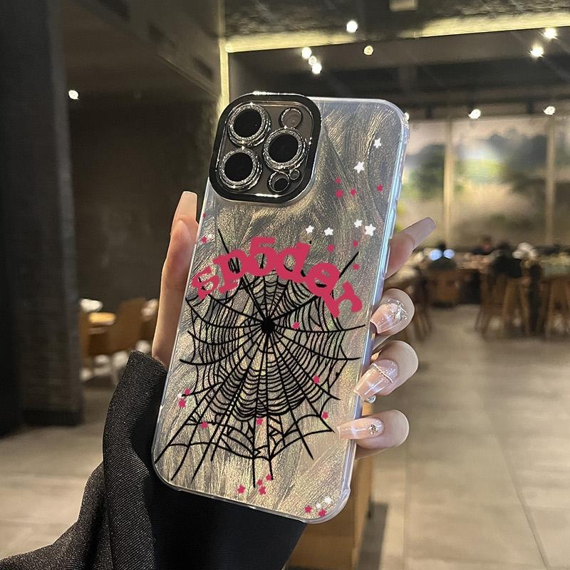 Black spider web pattern, phone case for iPhone17promax, 16 15pro 14plus 13 12Pro 11 Pro Max shockproof full camera protection durable slim silicone case phone case.QX484