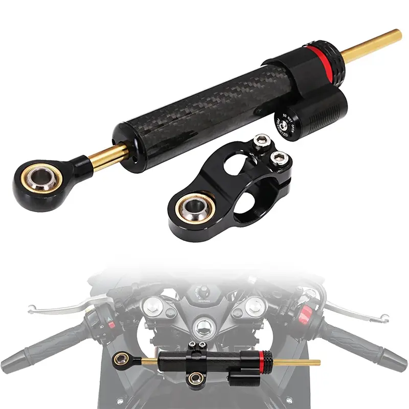 Motorcycle Steering Damper Carbon Fiber 10" Universal Steering Stabilizer for Most Motorcycles Street Bike Sport Bike Road Racing Bike Motorcycle Parts