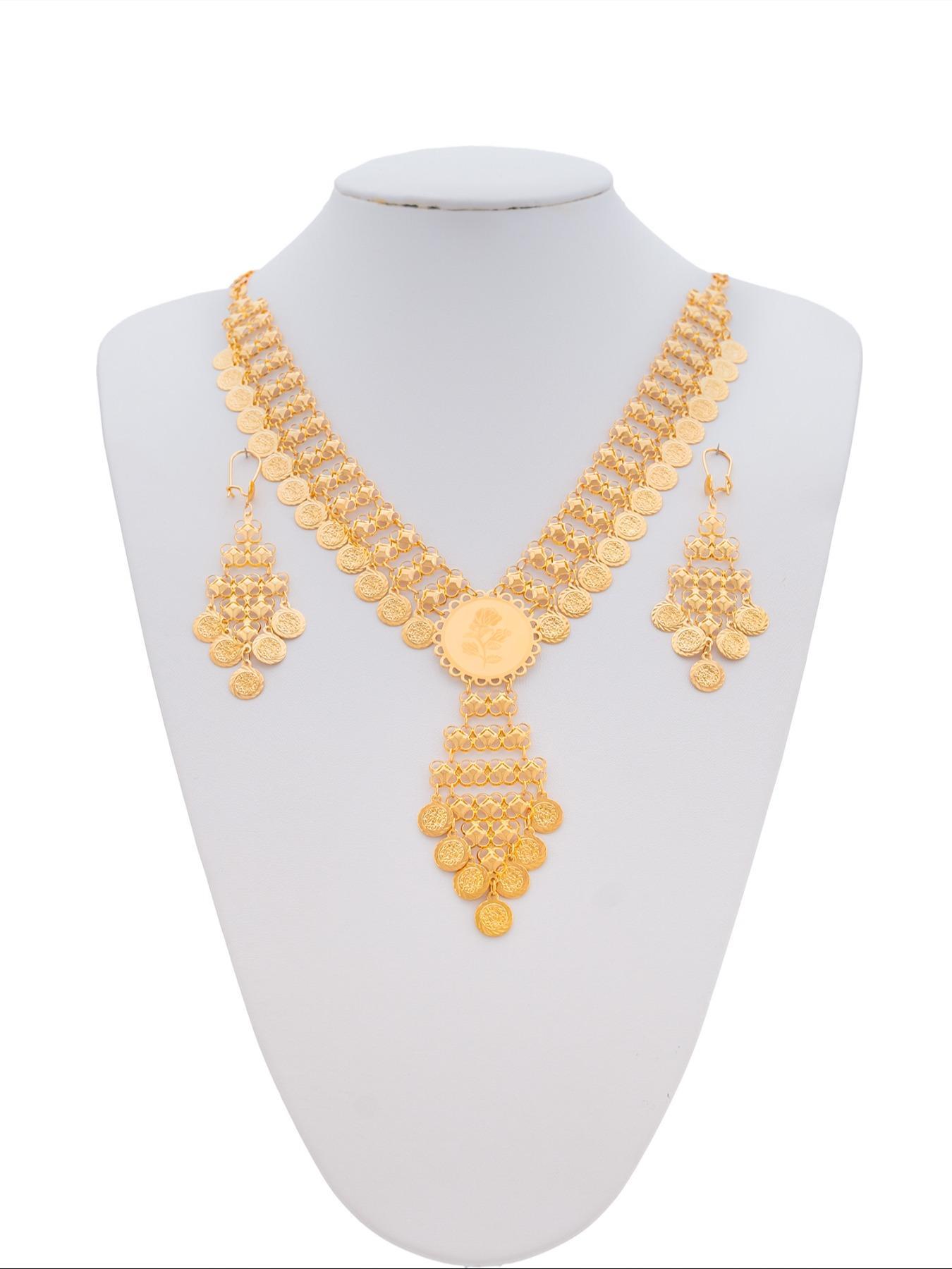 Women's Elegant Geometric Design Fashionable Jewelry Set, Fashion Necklace & Dangle Earrings, Trendy All-match & Exquisite Jewelry Set for Birthday Gift
