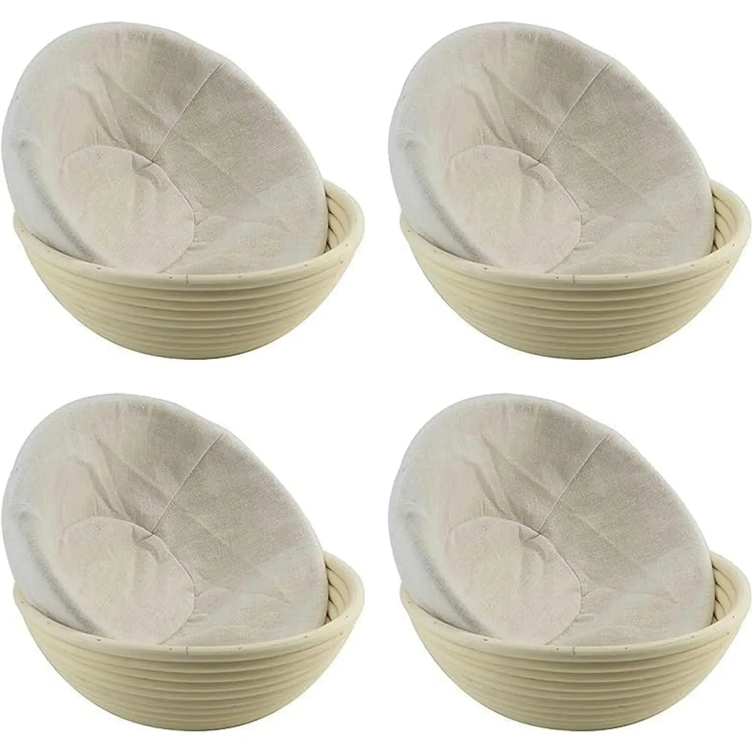 4 count Brown Proofing Bread Basket Cloth,  Breathable Liner  Flax Banneton Proofing Bread Cloth, Round supplies,Baking Tools and Accessories Baking and Pastry Utensils(9 inch)