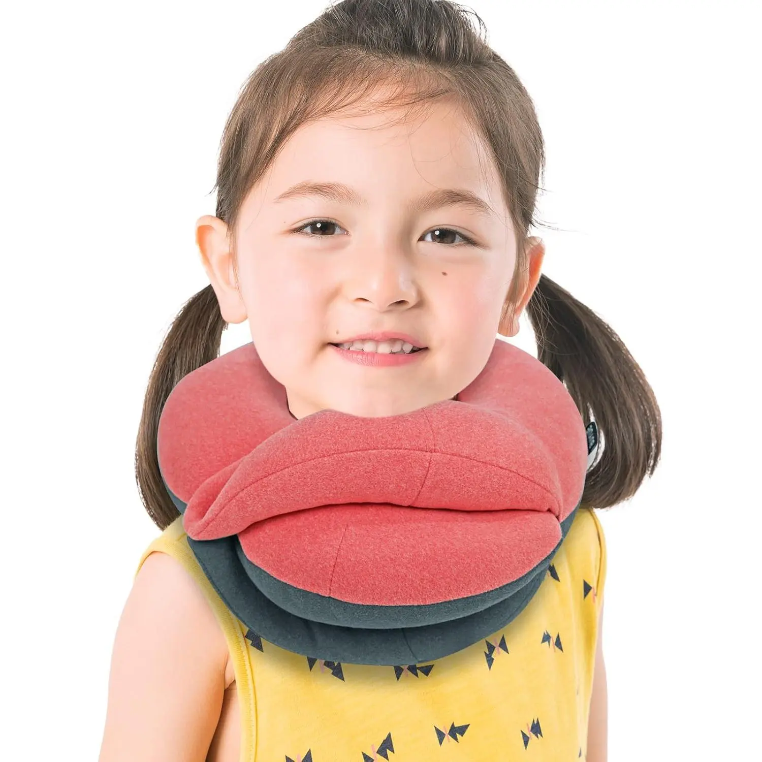 Kids Travel Pillows for Airplane, 360° Head Sleeping for Girls Long Flight, Skin-Friendly Soft Neck Pillow for Traveling in Car Seat, (Small, Pink Grey, 40-90 lbs)