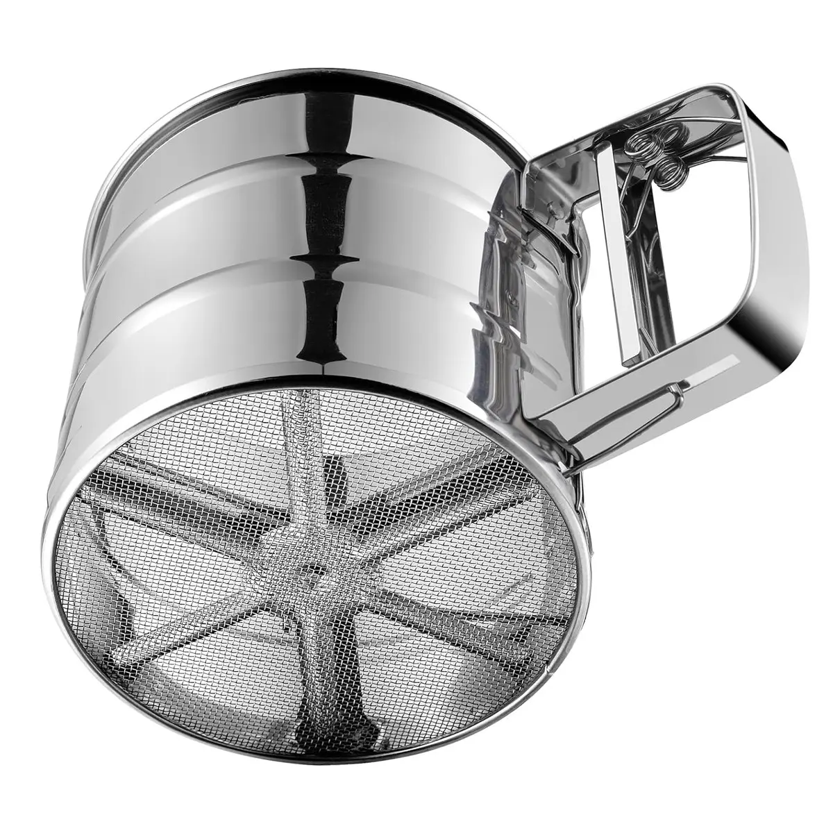 1pc Handheld Stainless Steel Flour Sifter, Semi-Automatic Manual Kitchen Powder Sieve, Baking Tool for Cake Mixing, Easy-To-Use Design