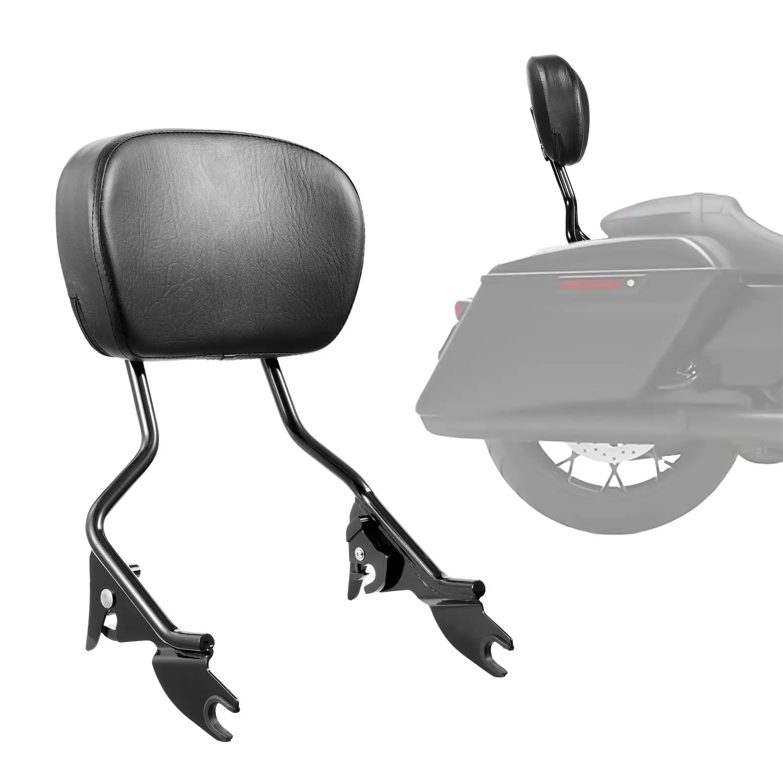 【Summerfinds】Detachable Motorcycle Passenger Backrest, Compatible with Harley-Davidson Touring, Street Glide, Road Glide, Road King, 16-Inch Height, Black