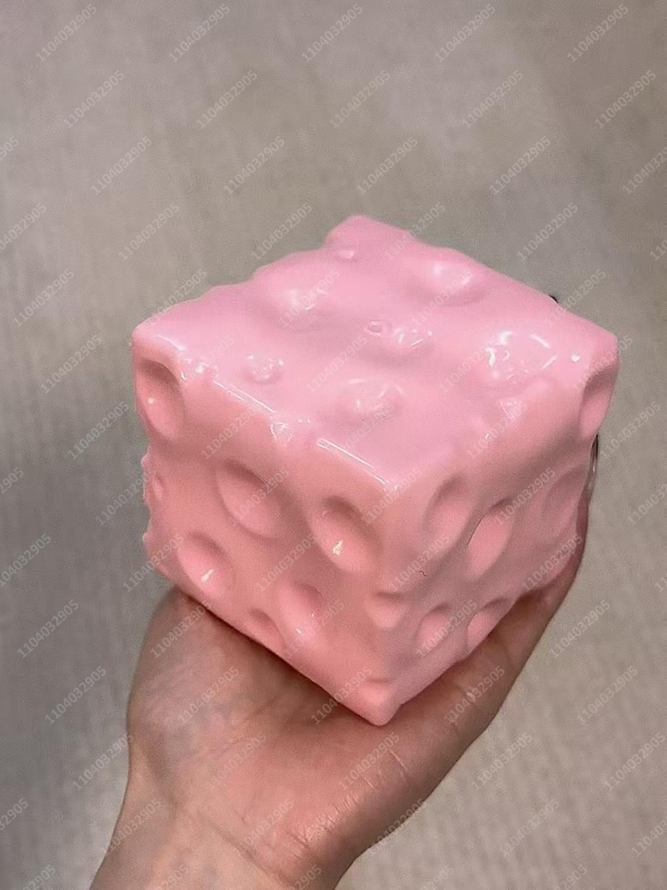 Jumbo Cheese Cube Stress Ball | Moldable Squeeze Fidget Toy | Non-Bounce ASMR Sensory Relief Desk Toy for Kids & Adults