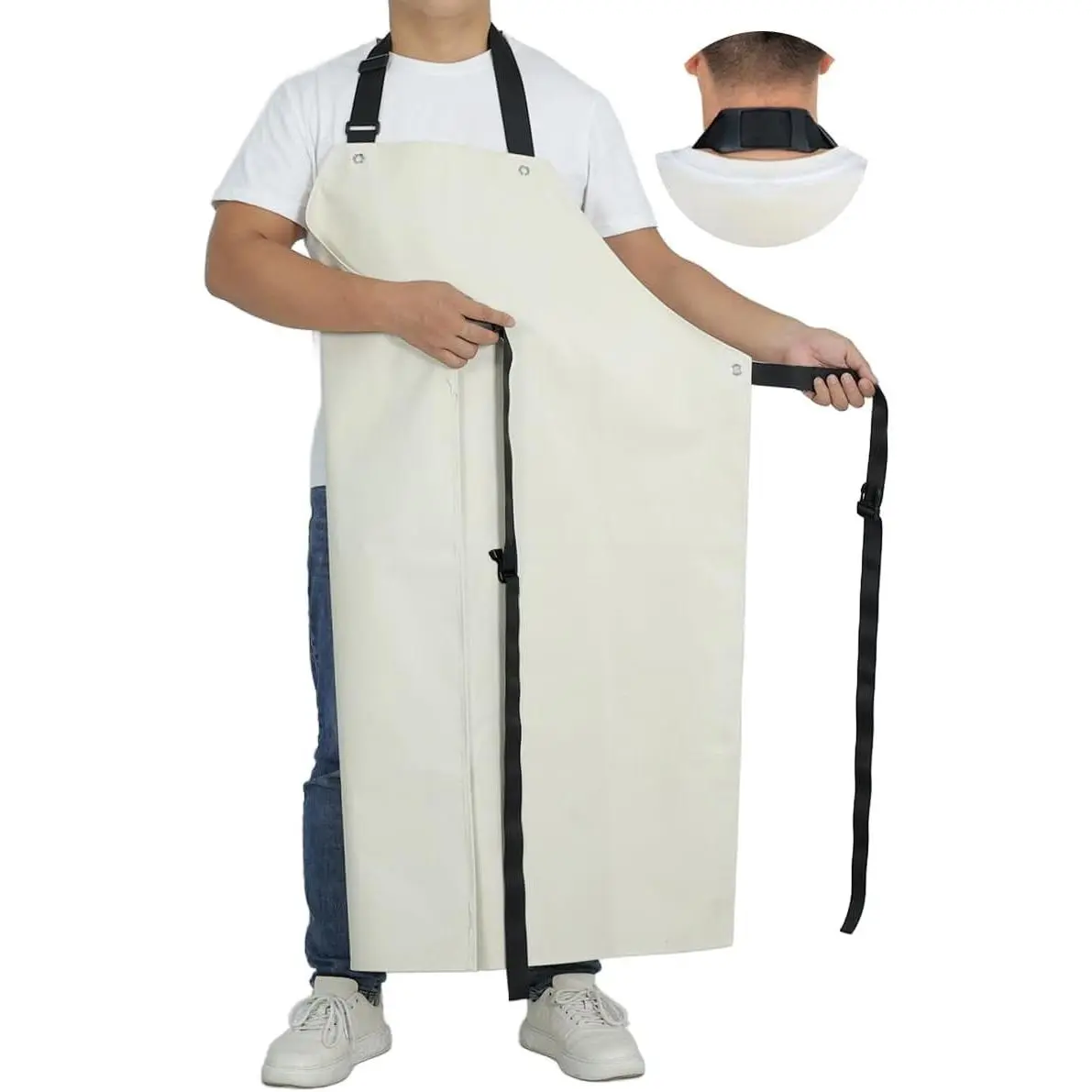 Thick Rubber Apron, Waterproof Apron Butcher Heavy Duty Chemical Resistant Adjustable Work Apron