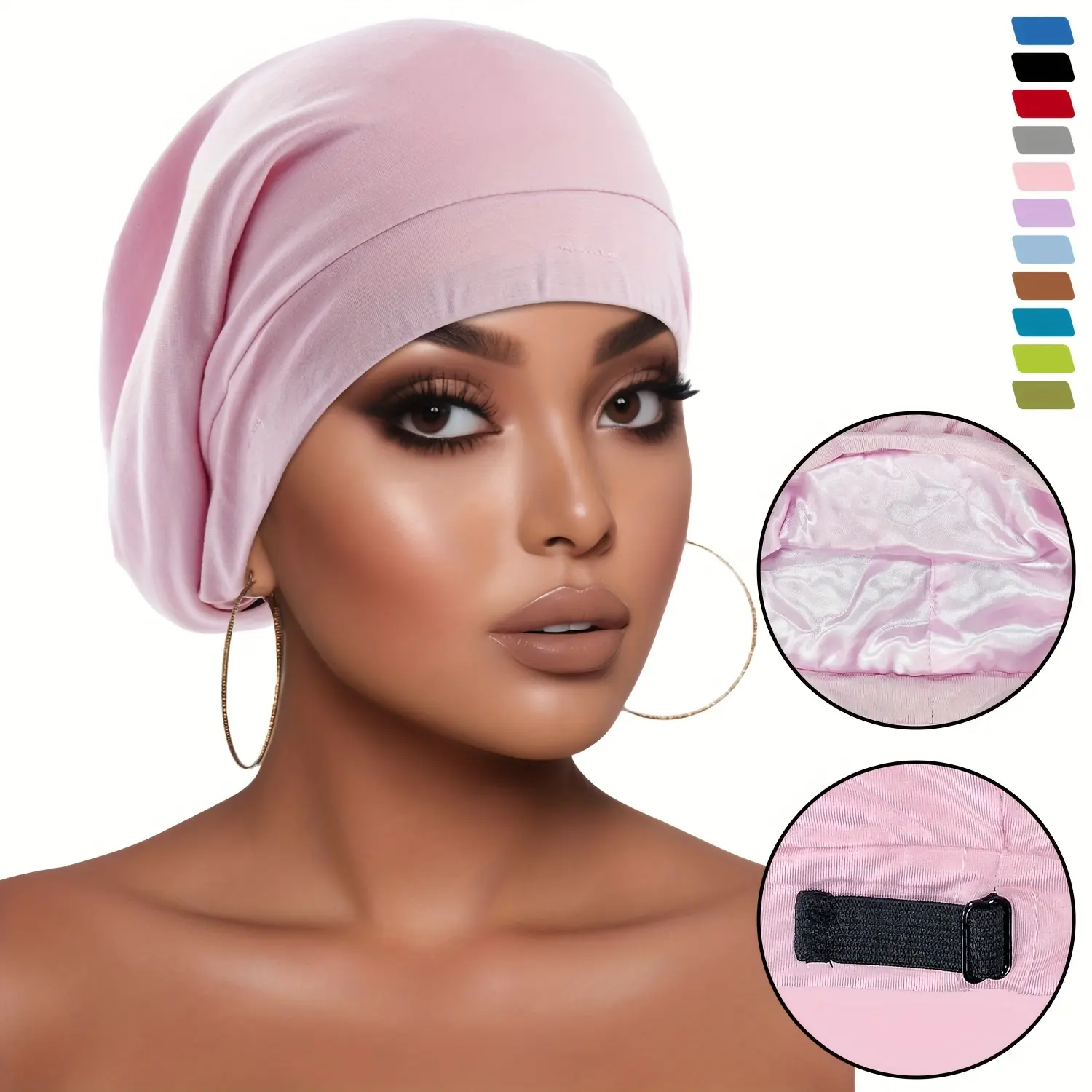 Modal Stacking Cap, Double Soft Sleeping Cap, Adjustable Stretch Baotou Cap