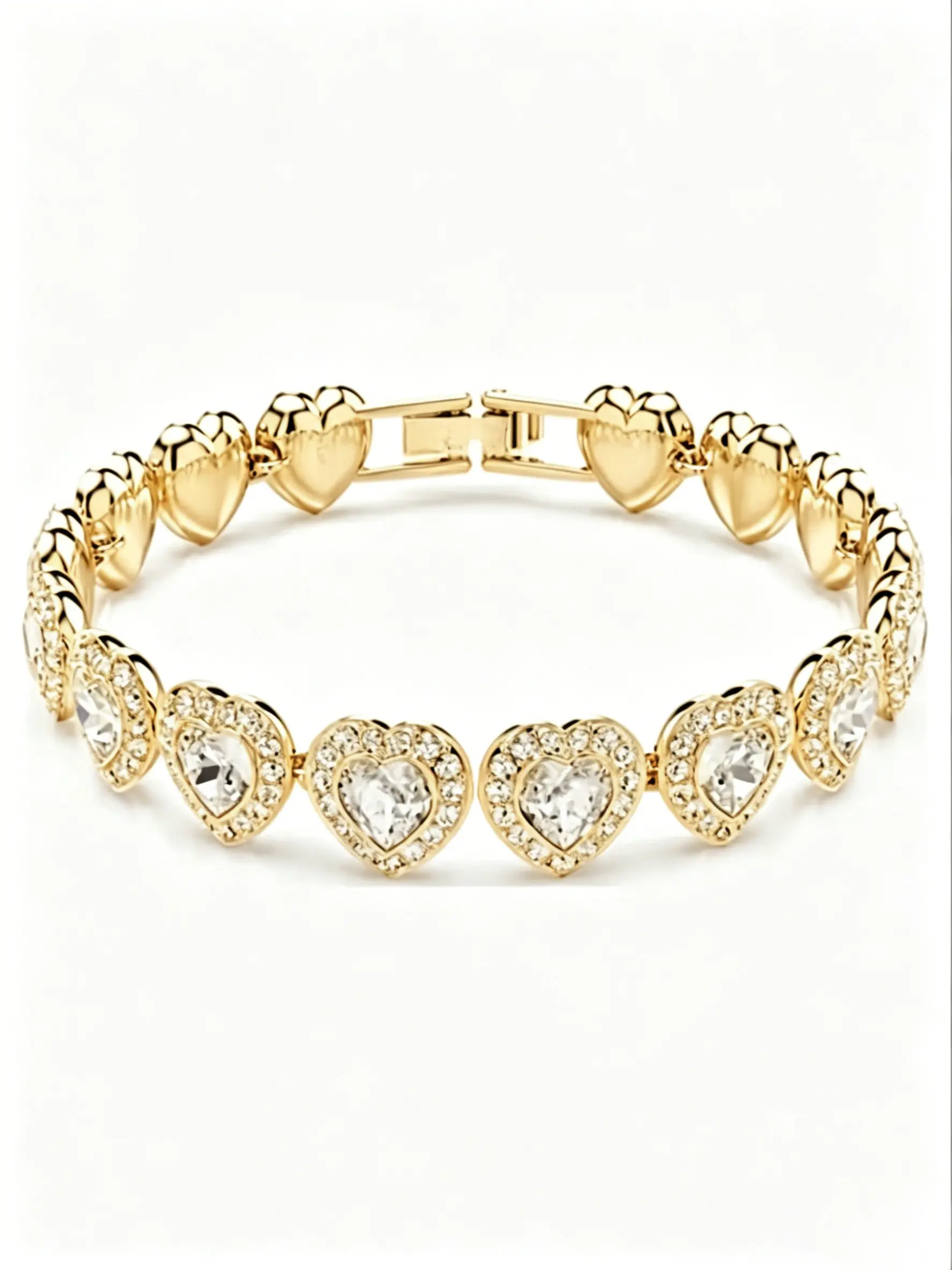 2026 Fashion Jewelry Original New Product Gold Heart Shaped Exquisite Fashionable Bracelet Shining High Quality Shape Tennis Dainty Gold Plated Chain Women's Luxury Festival Gift Gold Tennis Bracelets