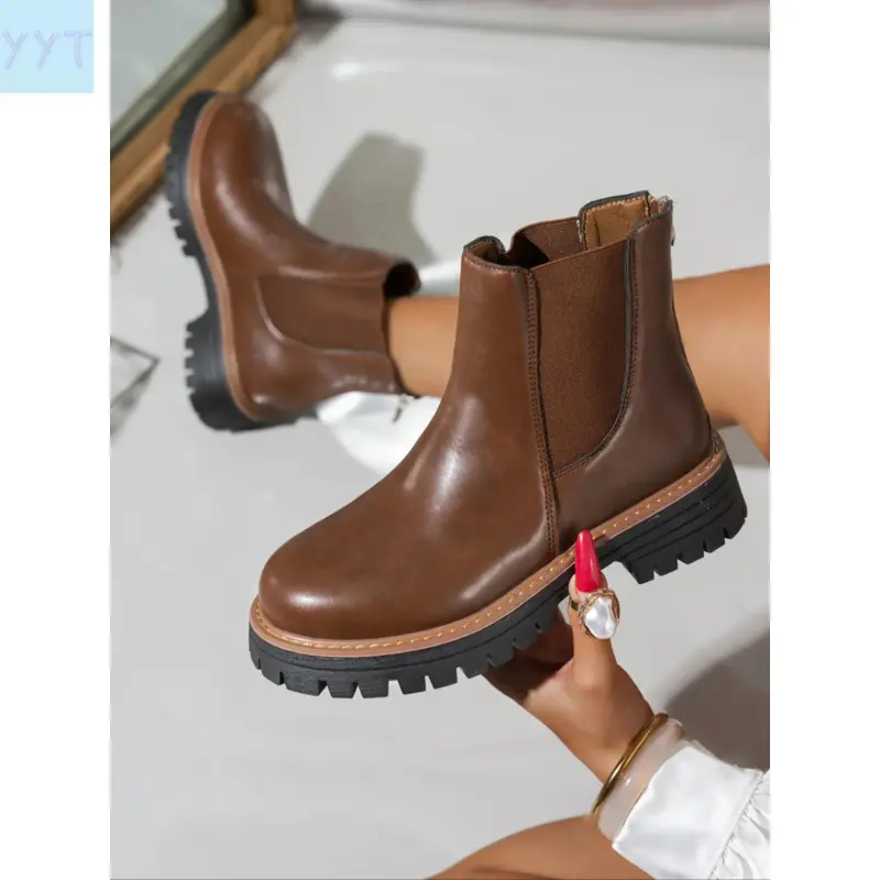 YYT1 Minimalist Chelsea Boots Men and Women, Pull On Pu Leather Boots, Comfortable Stylish Everyday Footwear, Versatile Elegant Boots All Seasons