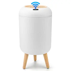 Infrared smart electric trash can luxury striped body elevated leg base moisture proof living room auto sensor waste bin