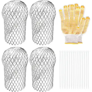 4 Pack Expandable Aluminum Downspout Gutter Guard Filter Strainer, Prevents Blockage from Leaves & Debris