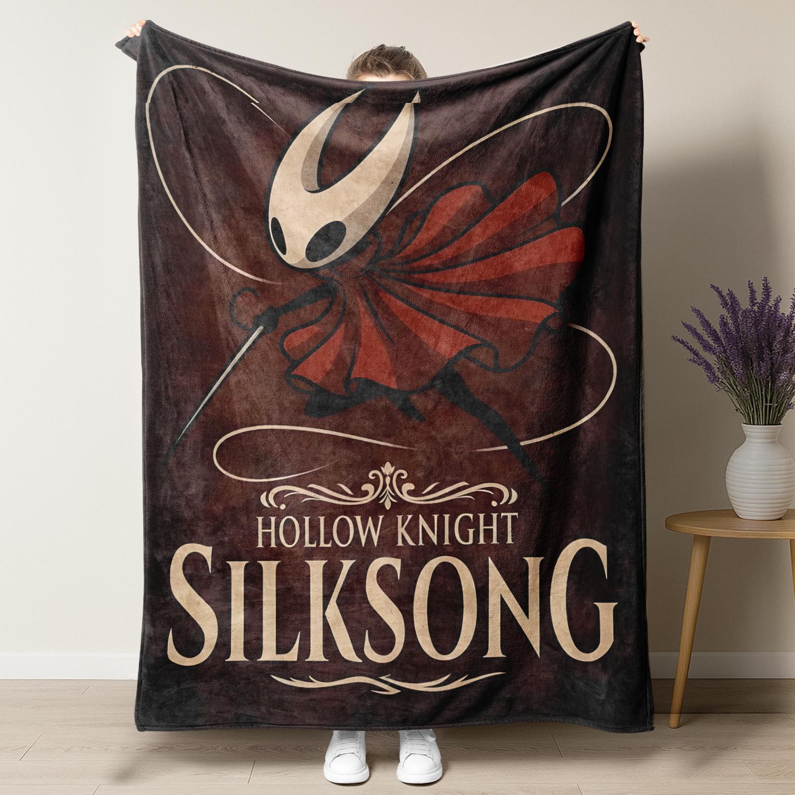 Hollow Knight Silksong Funny Flannel Blanket Anime Action Adventure Customized Cozy Throw Blanket for Bedroom Cars Home  Rug
