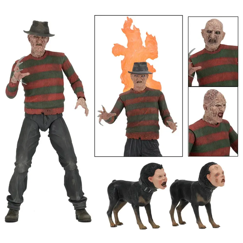 Street Dual Dogs Freddy Luxury Edition Three-Headed Sculpture, Movable Model Figure, Unisex Collectible Toy, No Choking Hazard Warning