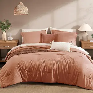 Queen Comforter Set - 7 Pieces Autumn Leaf Prewashed Bed in a Bag Queen Bedding Sets with Comforters, All Seasons Ultra Soft Comforter Bed Set with Sheets,Pillowcases & Shams