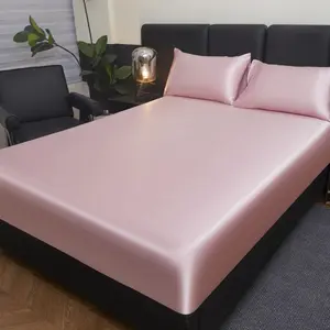 Solid Color Satin,1 Piece Satin Fitted Sheet Only Classic Luxury Silky Soft Bed Sheets Solid Color (Full, Silver)