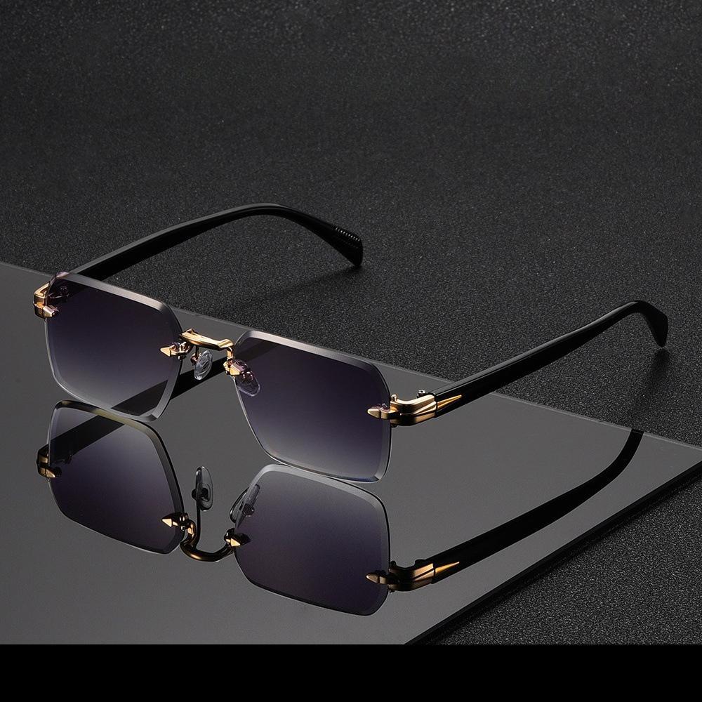 Luxury Brand Retro Sunglasses – Rimless Rectangle Design, Fashionable Shades for Men & Women, Ideal for Casual Summer Days, Sun Protection, and Trendy Outdoor Accessories