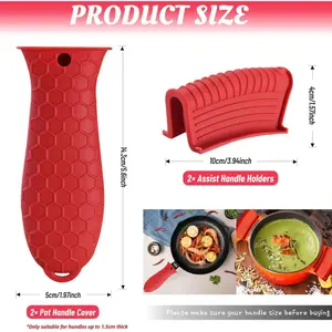 Nonslip Heat Resistant Silicone Hot Pan Handle Covers 4PACK Black for Cast Iron Skillets Enameled Griddles Casserole Frying Pans Cookware