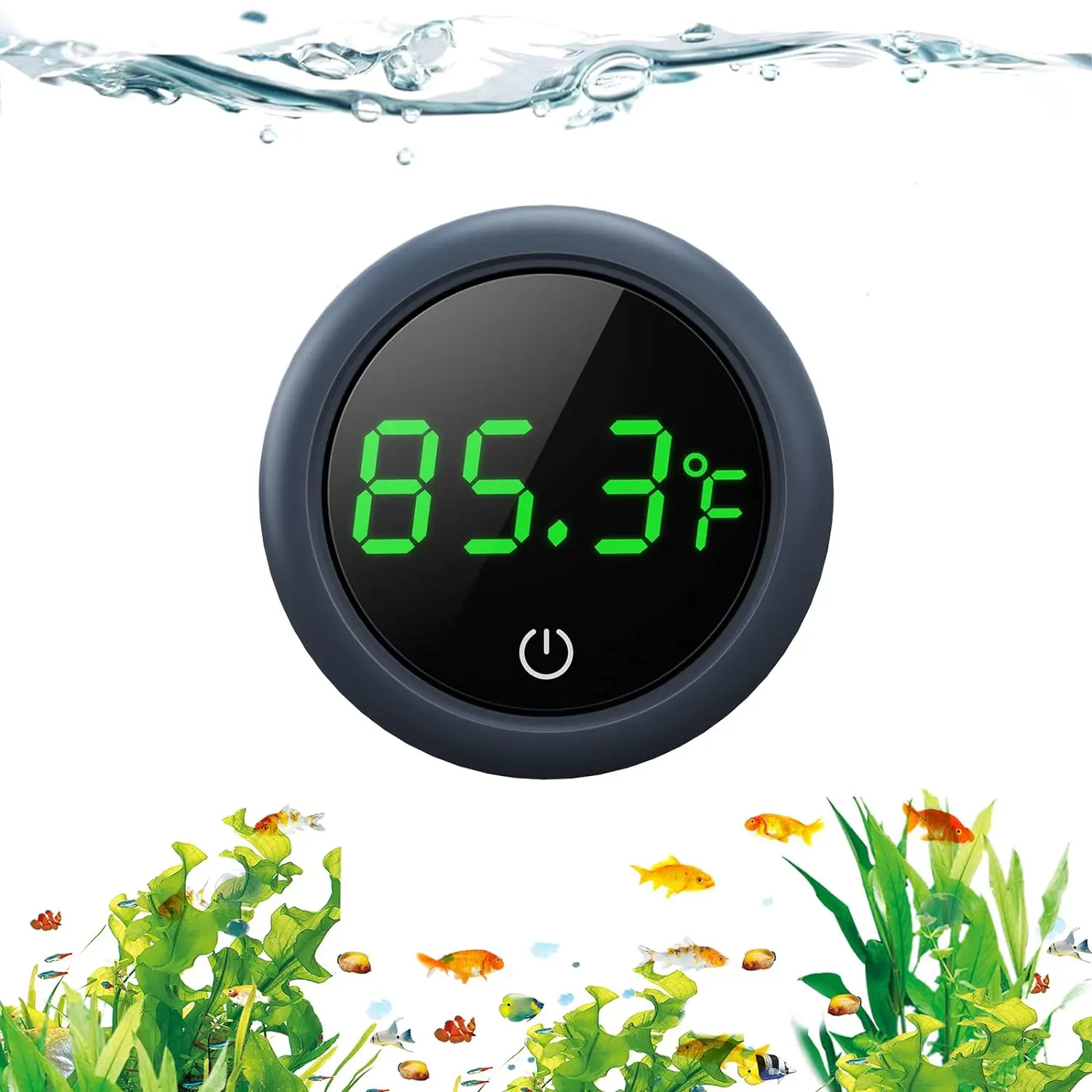 Digital Fish Tank Thermometer - Accurate LED Display (±0.9°F, 0℉ to 140℉), ABS Construction, Approx.0.05lb, Battery-Powered, Suitable for Aquatic Pets Like Axolotls